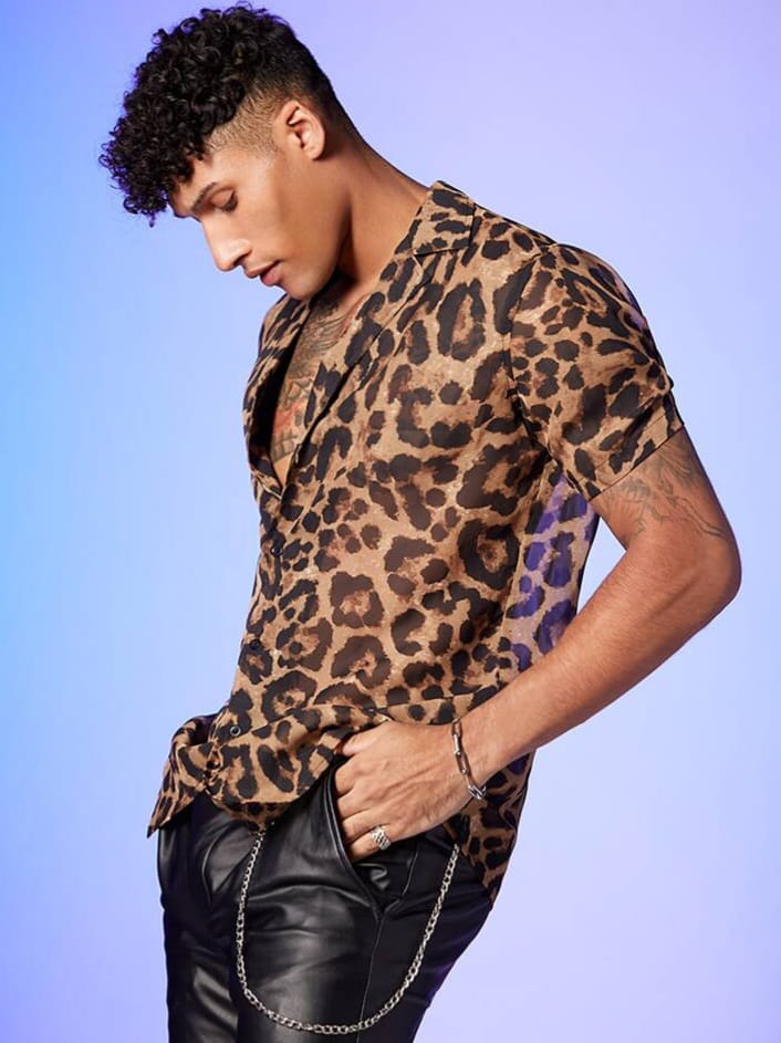 Uptown Funky Men Lapel Collar Leopard Button Up Going Out Sexy Shirt